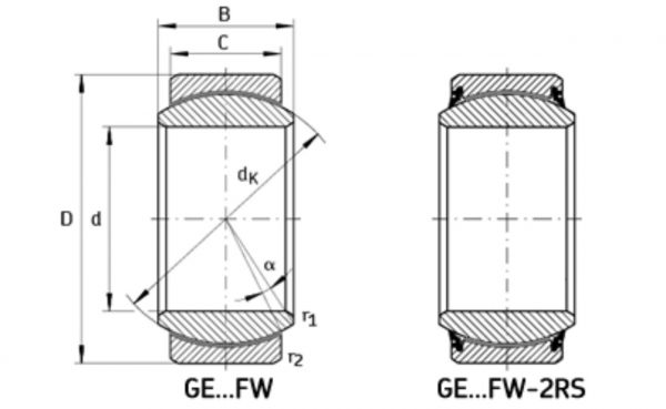 GE FW 2RS Line Drawing | KG Bearing