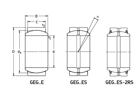 GEG ES 2RS Line Drawing | KG Bearing