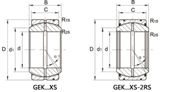 GEK XS 2RS Line Drawing | KG Bearing