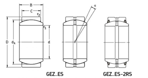 GEZ ES 2RS Line Drawing | KG Bearing