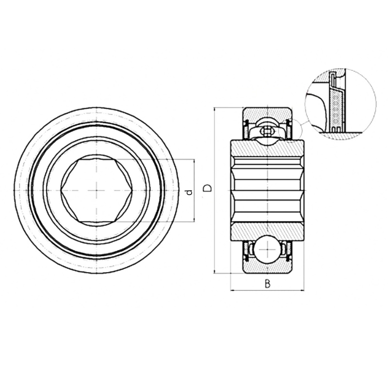 Agriculture Ball Bearing with Hexagonal bore