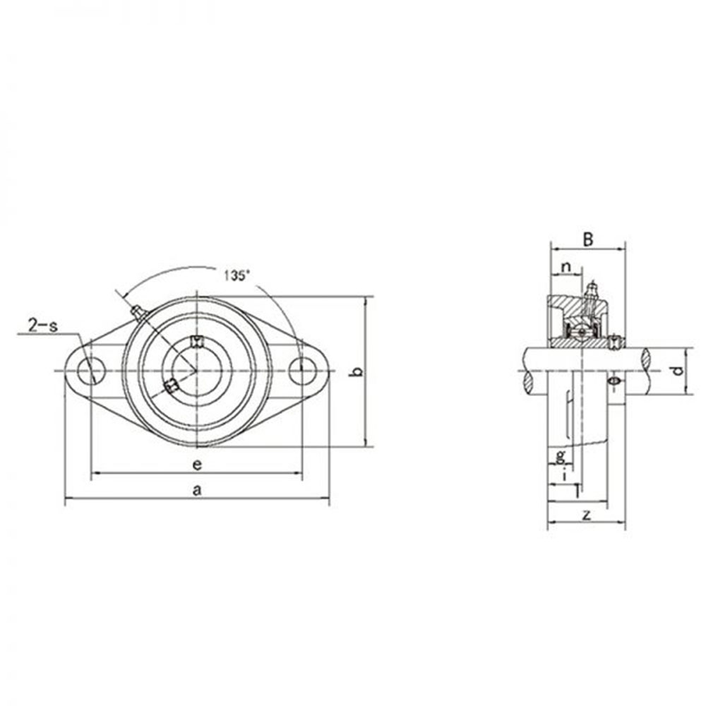 UCFL 300	Line Drawing | KG Bearing