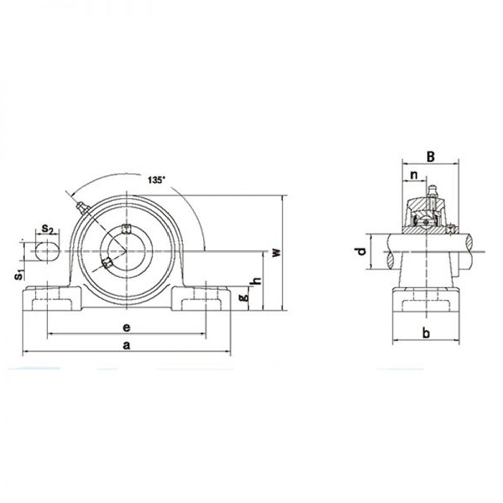 UCP 300 Line Drawing | KG Bearing